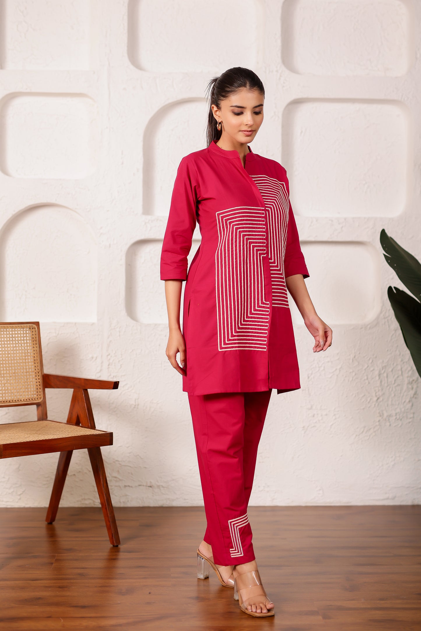 Crimson Red Cotton Co-ord Set