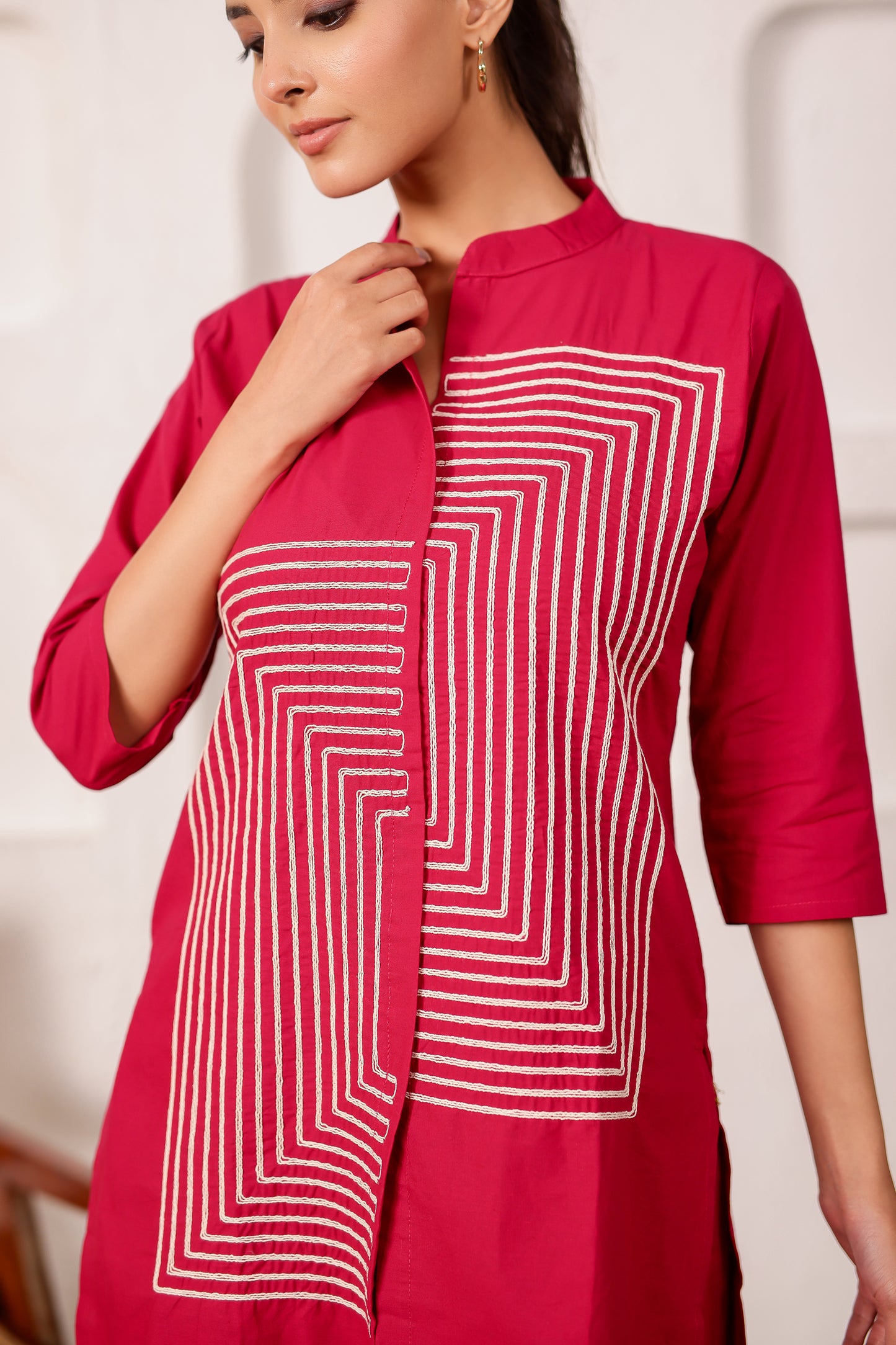 Crimson Red Cotton Co-ord Set