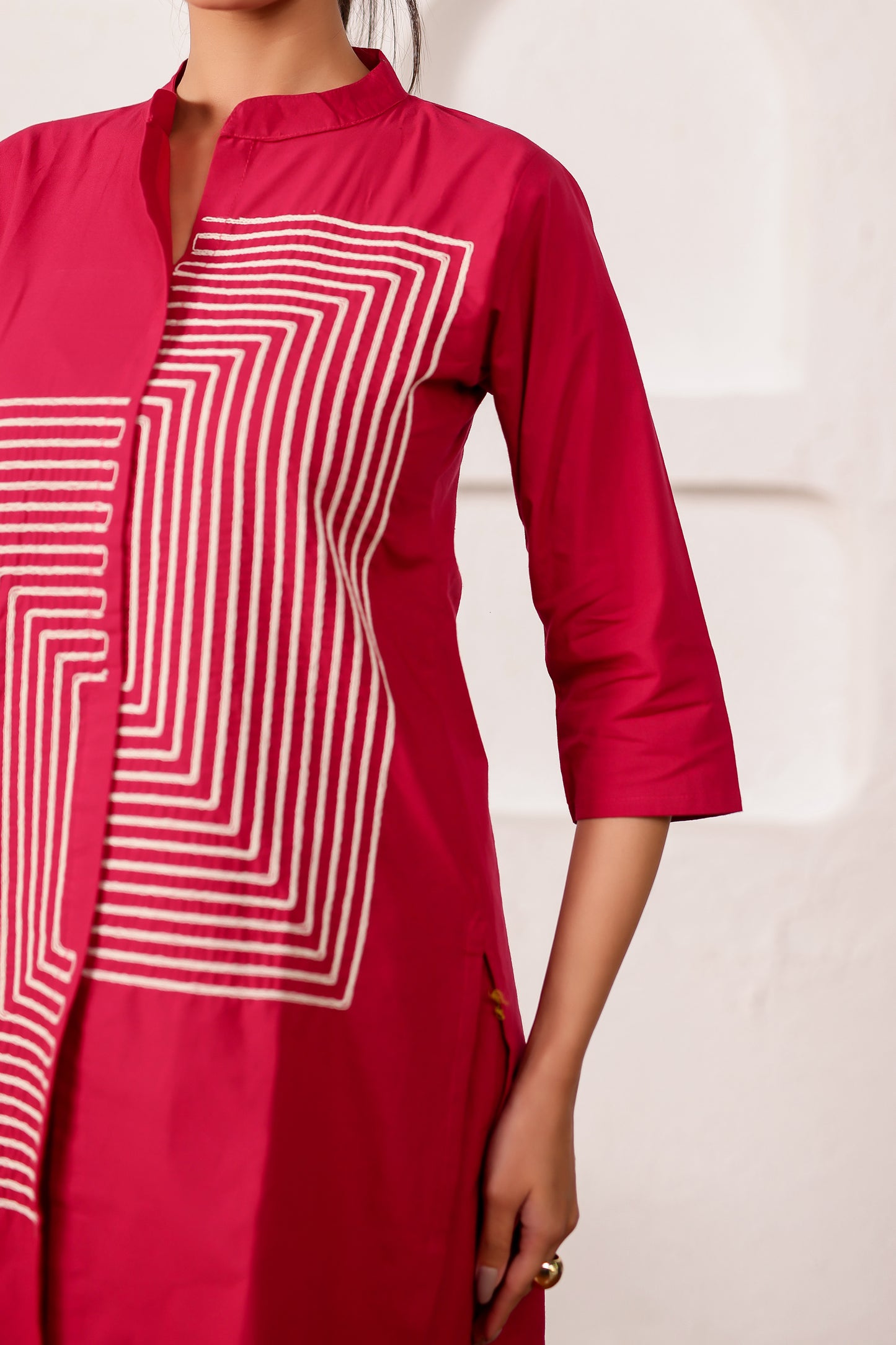 Crimson Red Cotton Co-ord Set