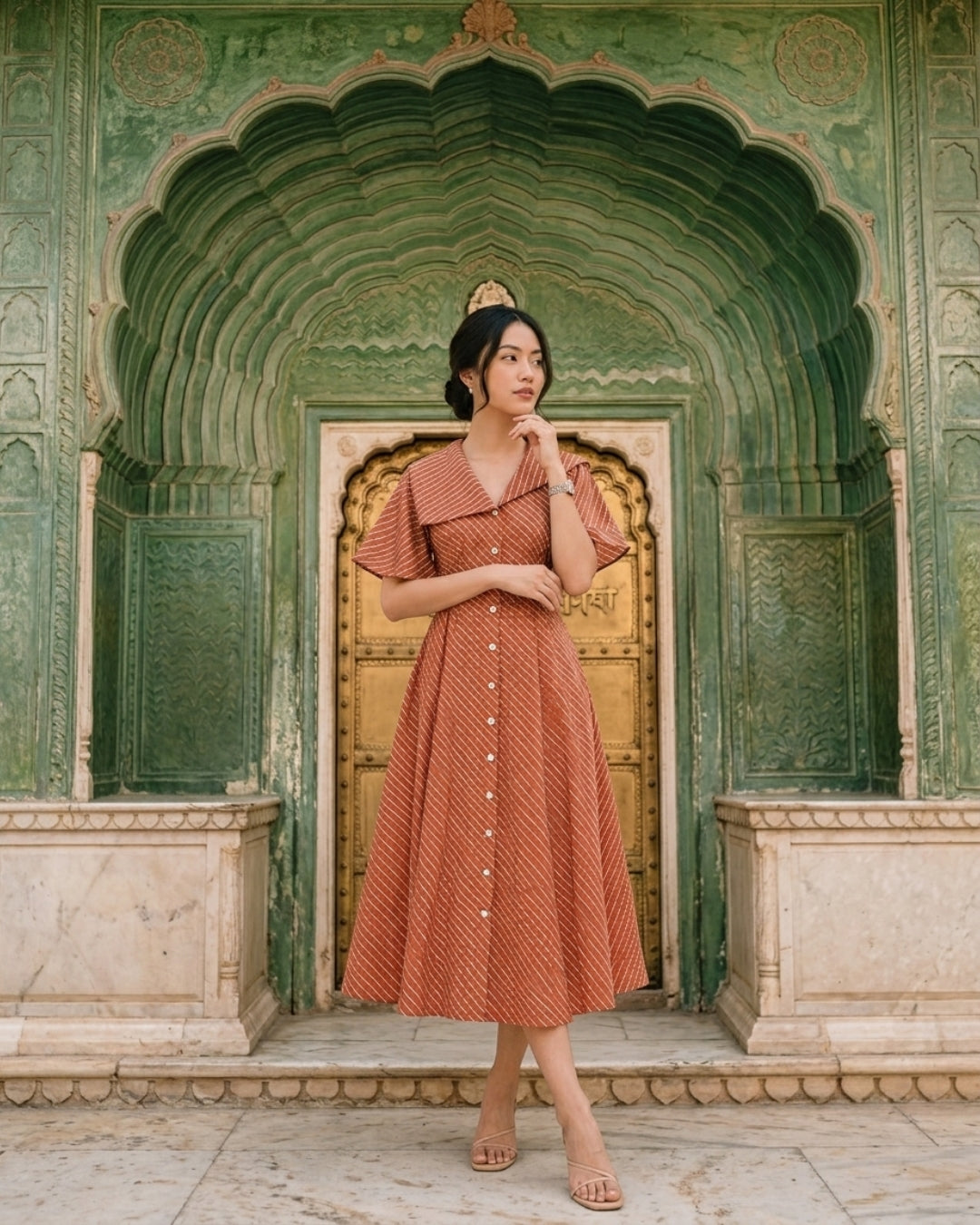 Letters from Jaipur – Rust Leheriya Dress