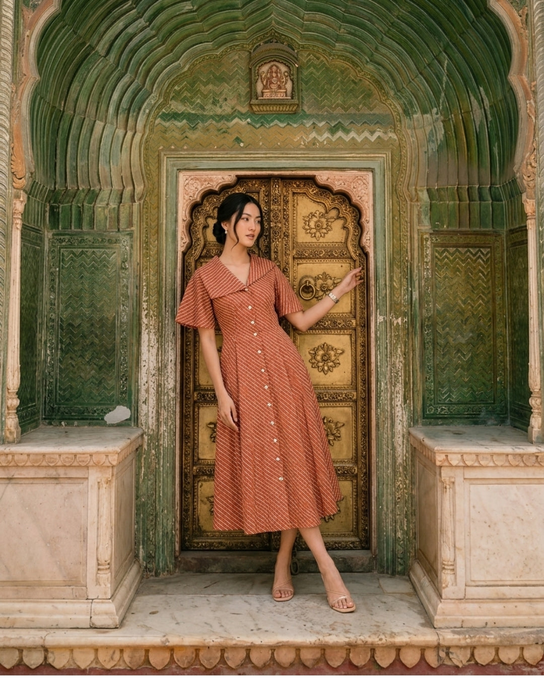 Letters from Jaipur – Rust Leheriya Dress