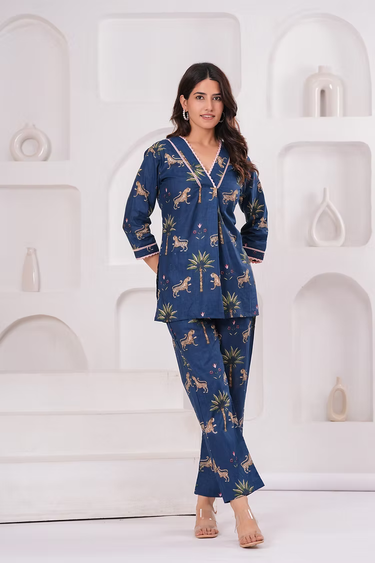 Blue Jungle Cotton Co-ord Set