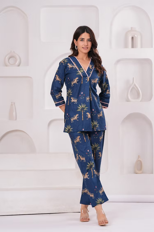 Blue Jungle Cotton Co-ord Set