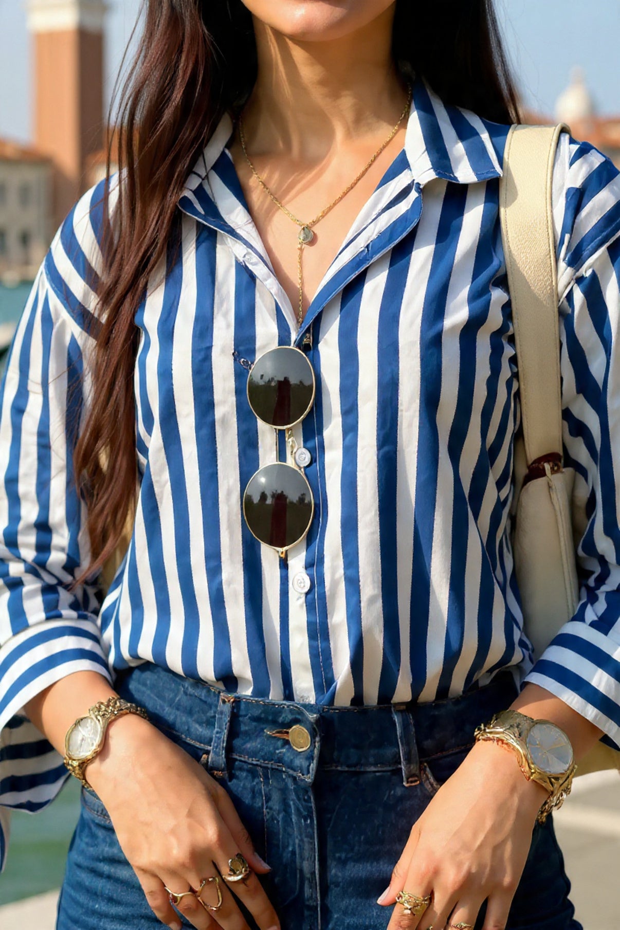 Flirty Blue Stripes Shirt