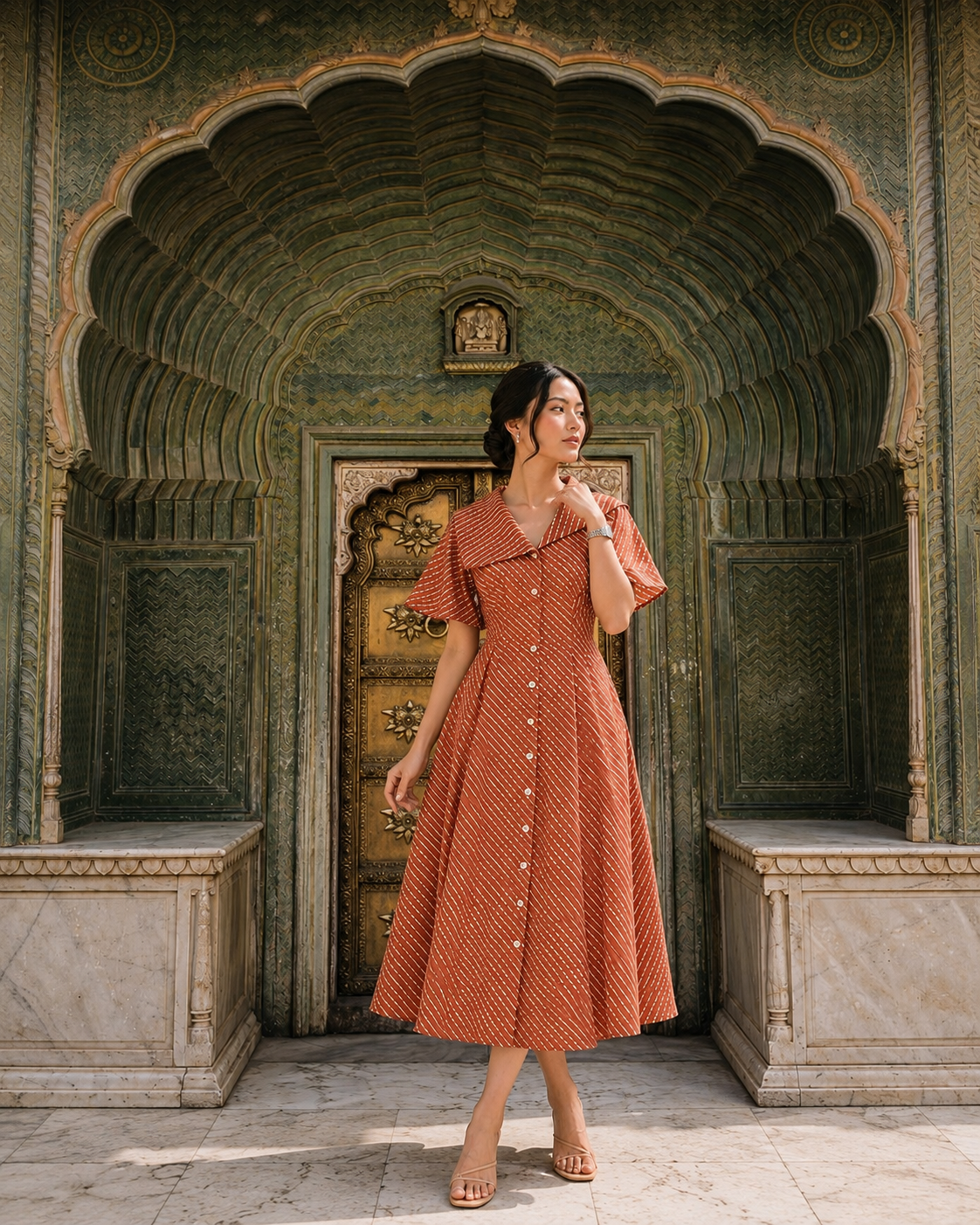 Letters from Jaipur – Rust Leheriya Dress