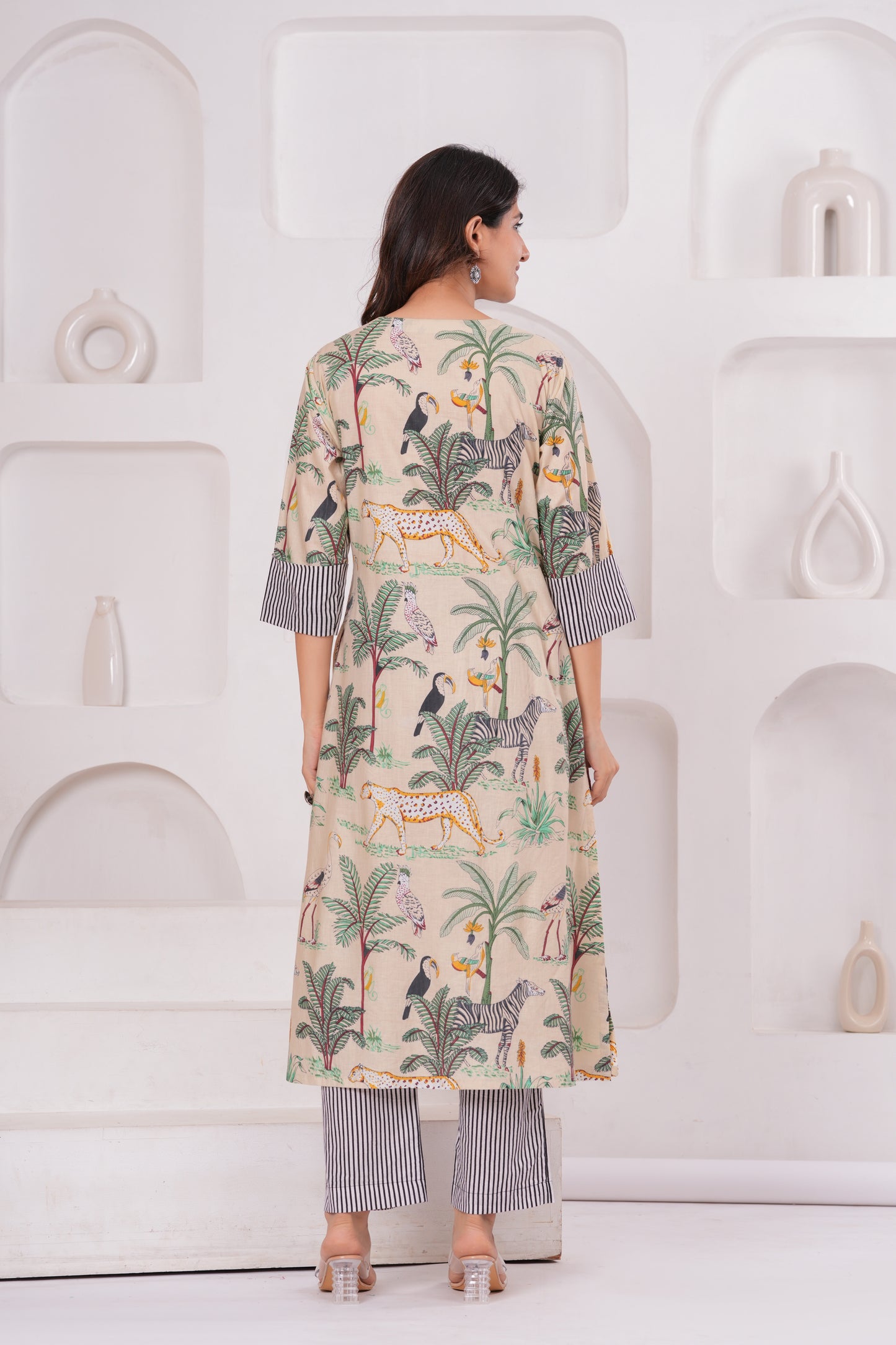 Cream Jungle Safari Cotton Co-ord Set