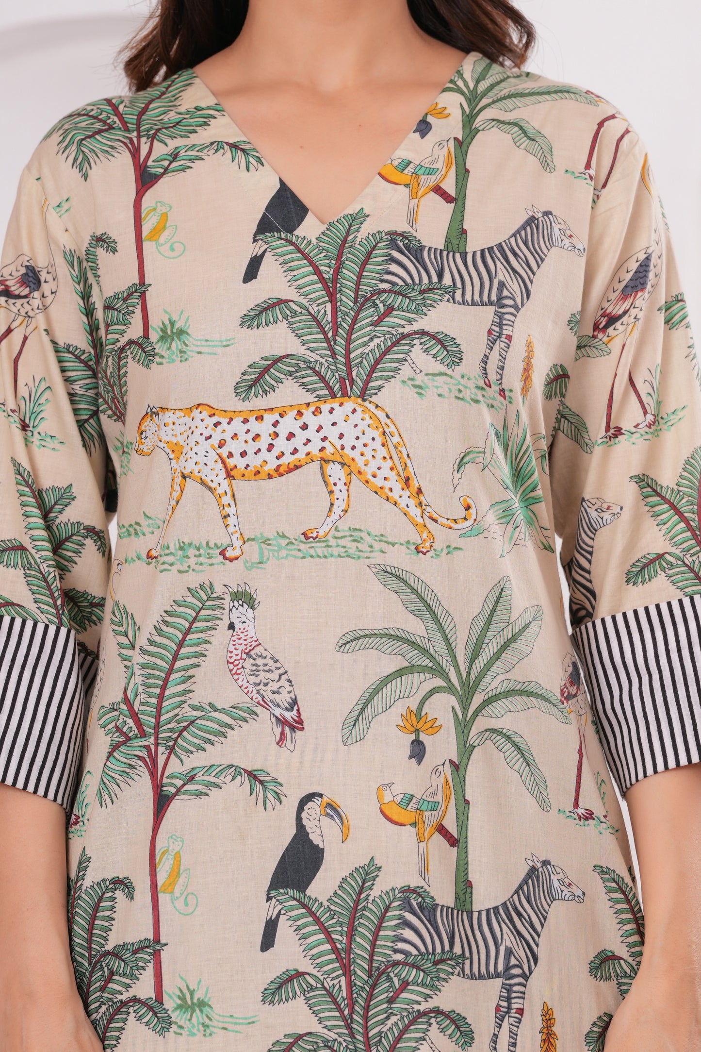 Cream Jungle Safari Cotton Co-ord Set
