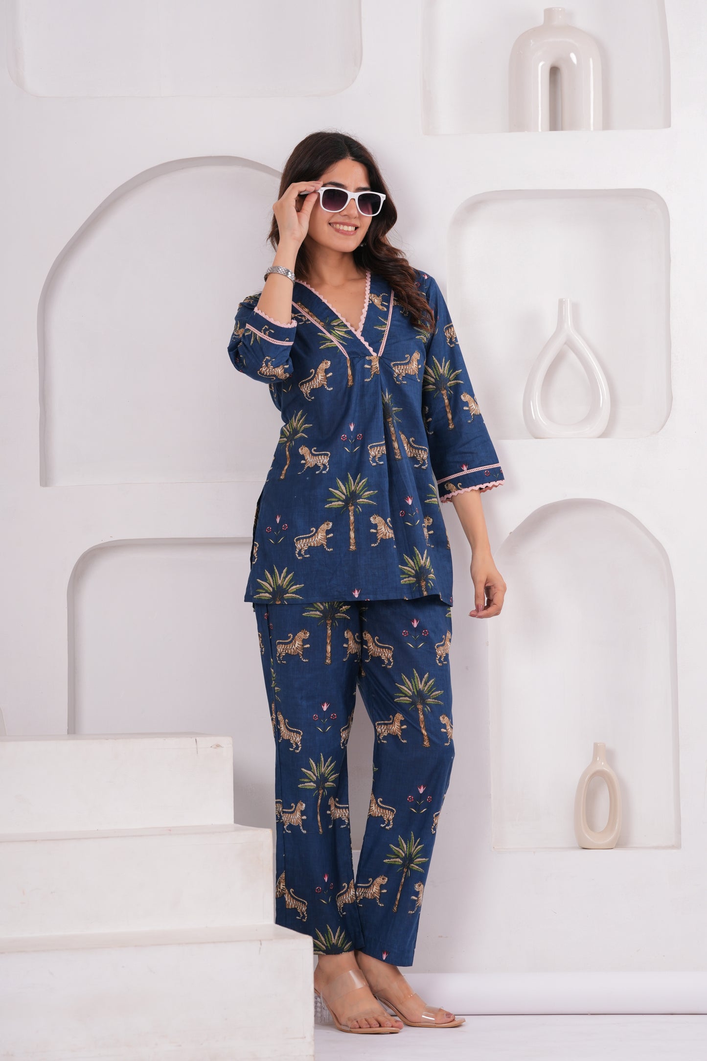 Blue Jungle Cotton Co-ord Set
