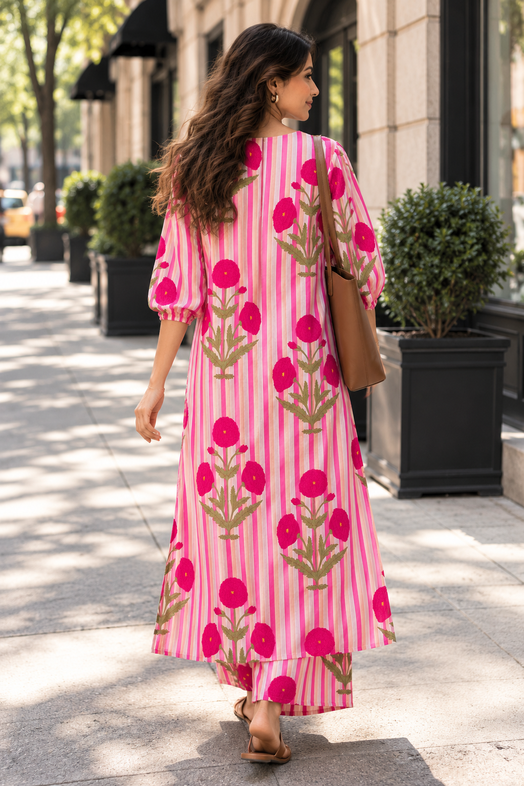 Pink Bloom Motif Cotton Co-ord Set