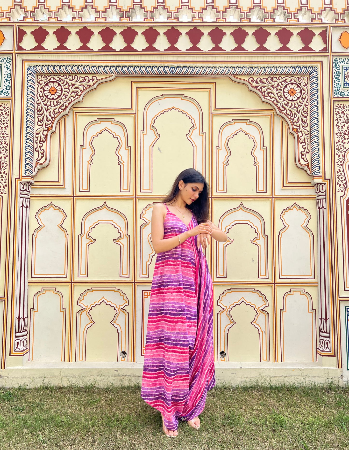 Pink Leheriya Palazzo Jumpsuit