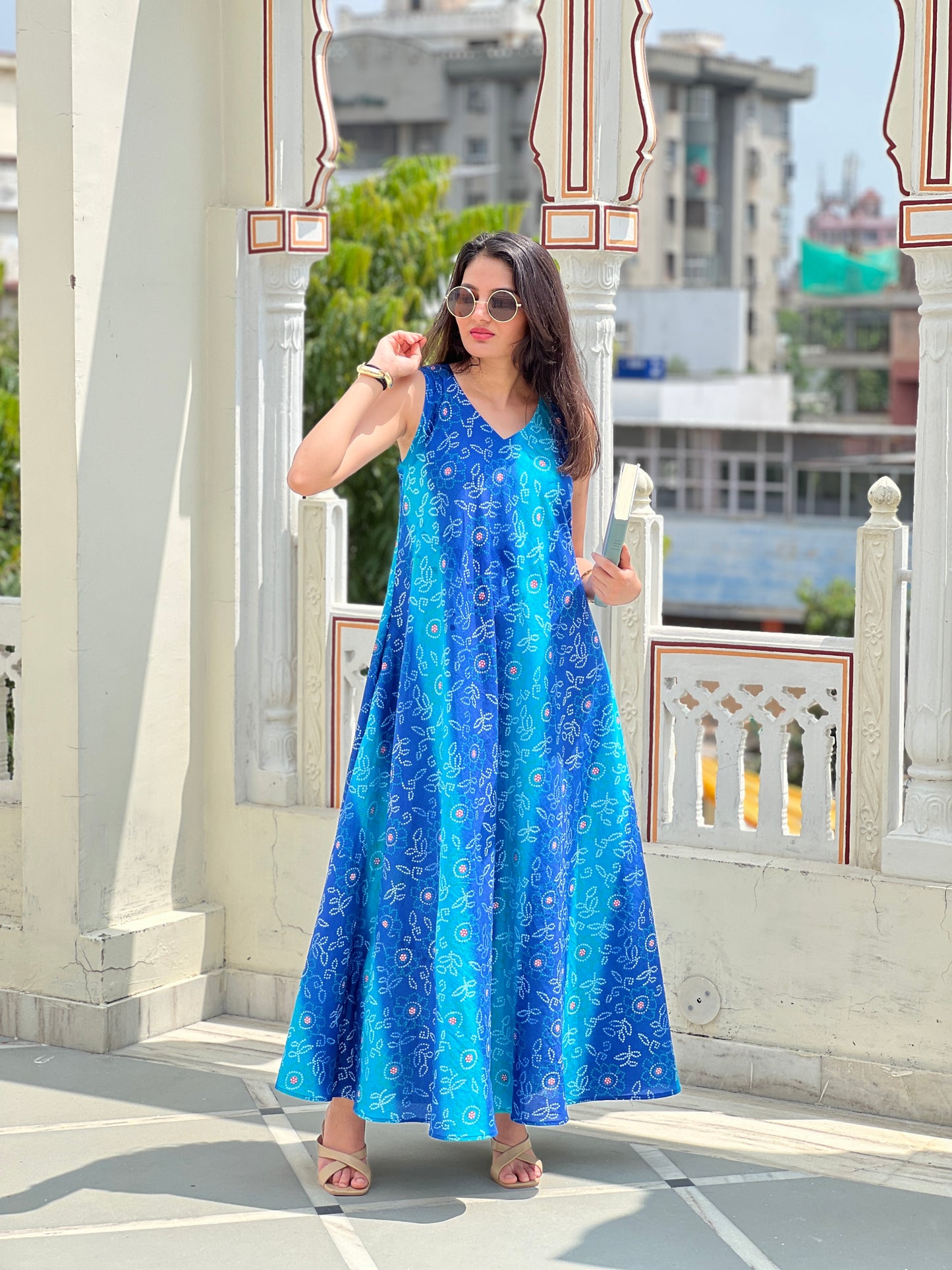 Blue Haze Bandhani Dress