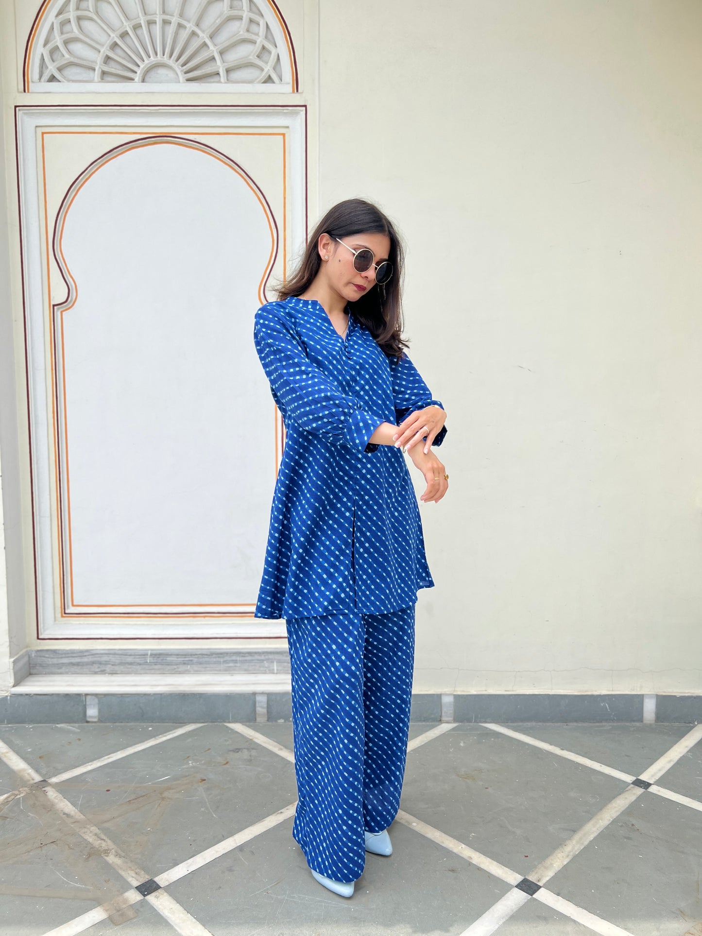 Blue Leheriya Co-ord Set