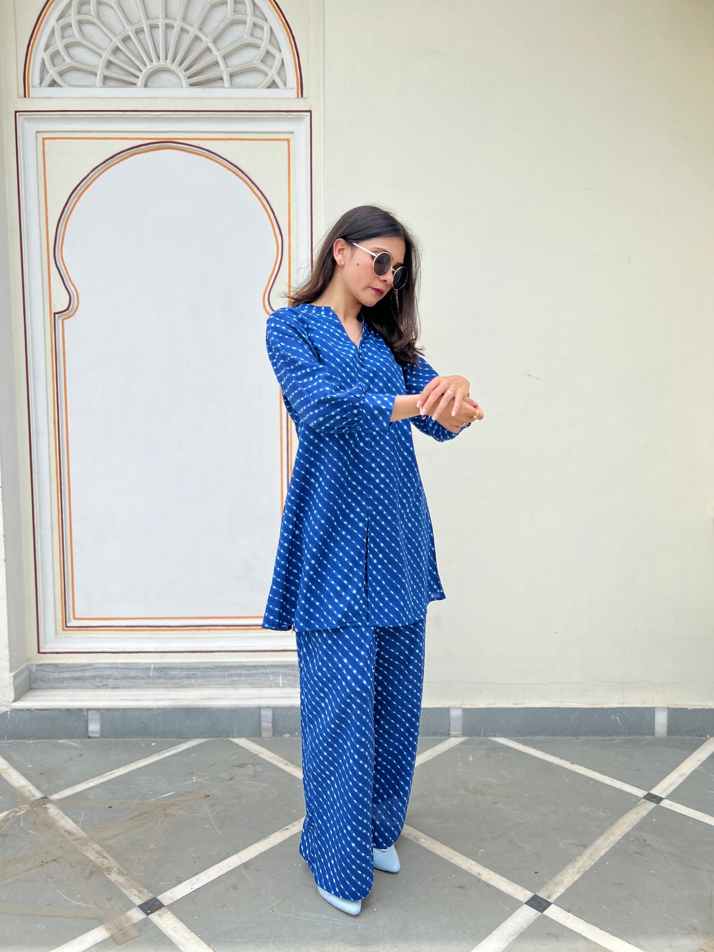 Blue Leheriya Co-ord Set