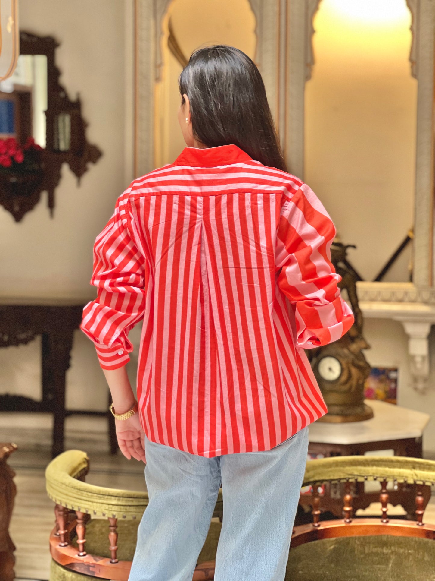 Orange Statement Shirt- 100% Cotton Shirt I Nehfi