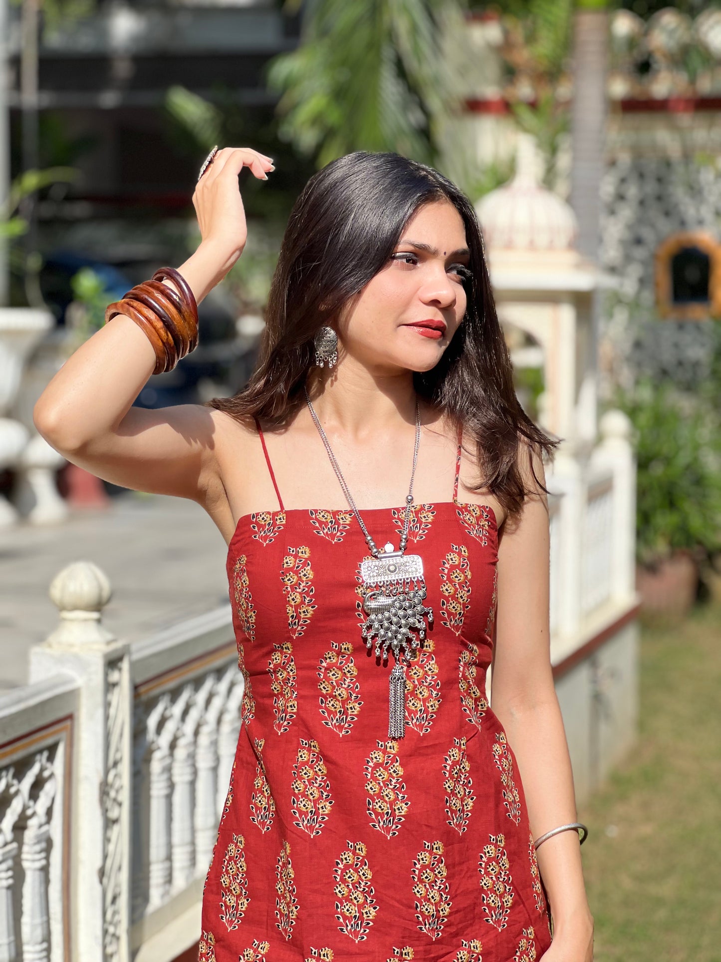 Maroon Corset Back Dori Short Kurti