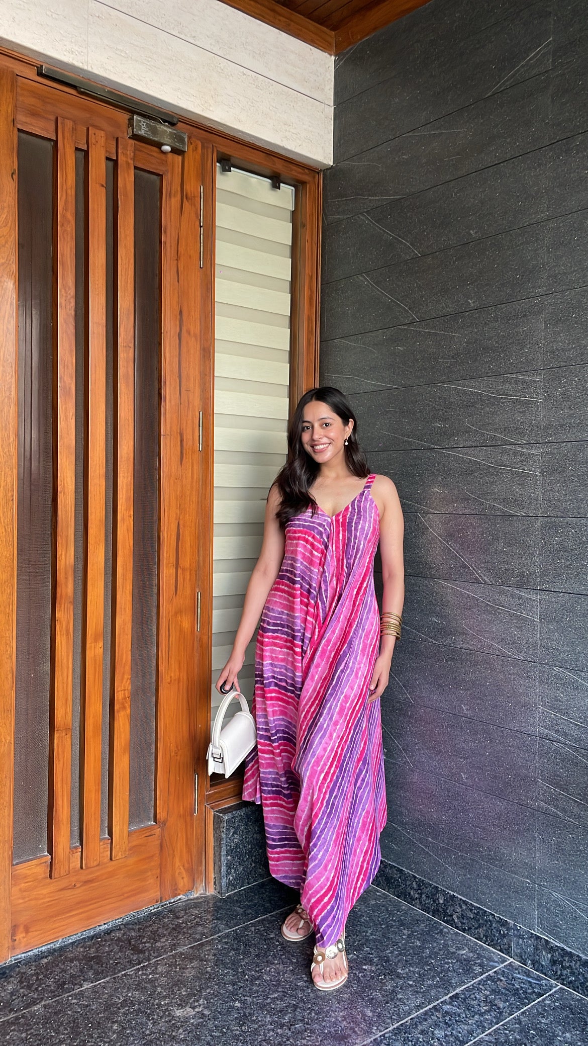 Pink Leheriya Palazzo Jumpsuit