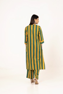 Green Yellow Stripes Cotton Co-ord Set