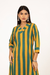 Green Yellow Stripes Cotton Co-ord Set