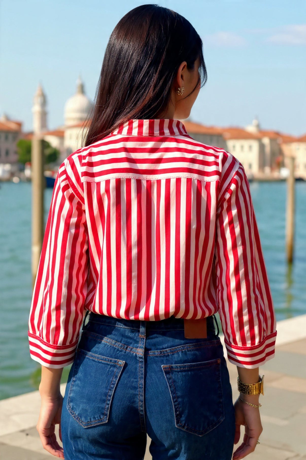 Flirty Red Stripe Shirt- 100% Cotton I Nehfi