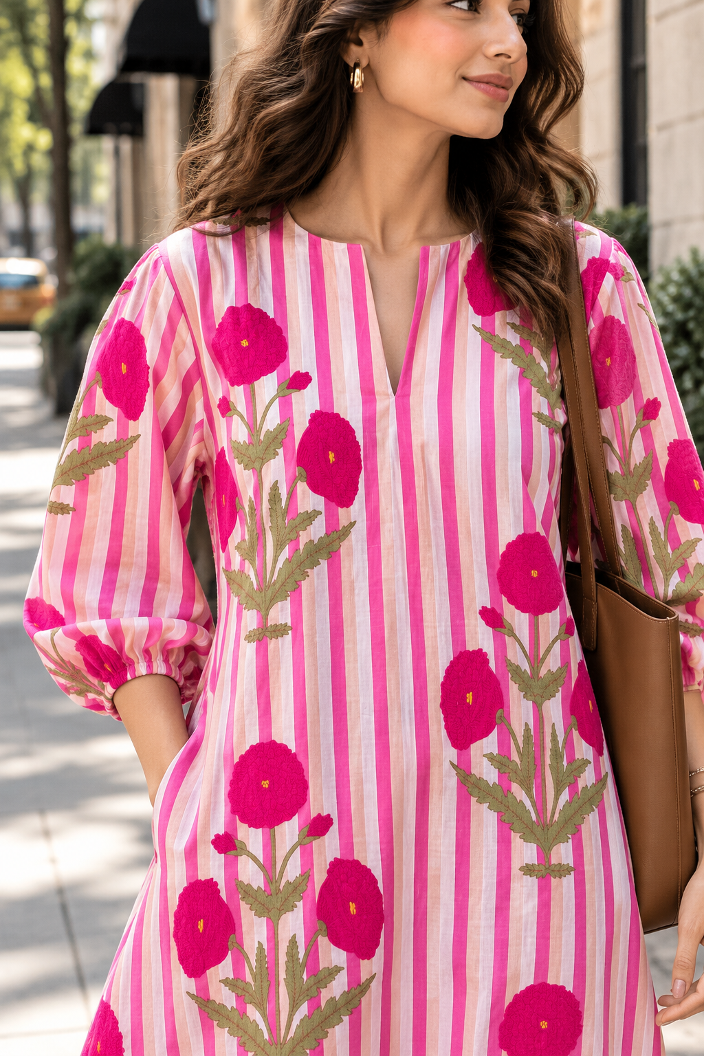 Pink Bloom Motif Cotton Co-ord Set