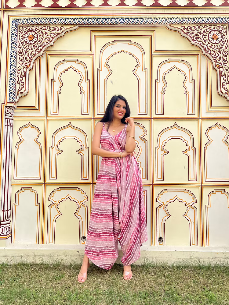 Gulaboo Leheriya Palazzo Jumpsuit