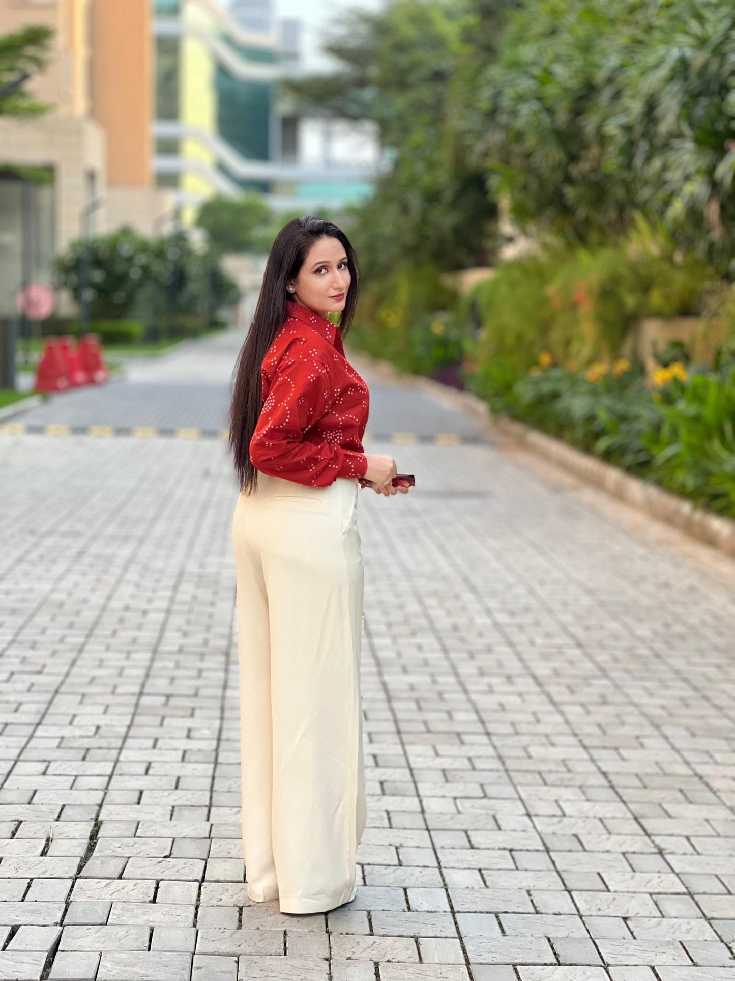 Rust Orange Bandhani Shirt- 100% Cotton Shirt I Nehfi